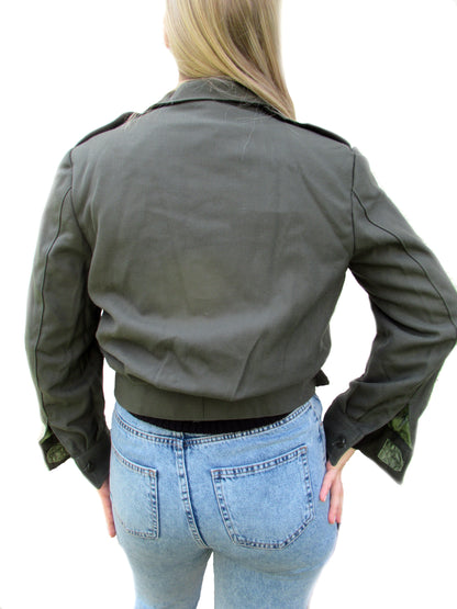 Vintage Greek Army ike jacket coat military olive khaki uniform 1960s- 1990s dark