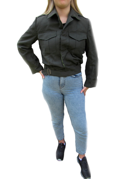 Vintage Greek Army ike jacket coat military olive khaki uniform 1960s- 1990s dark
