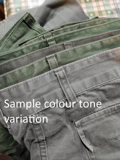 Vintage 1980s Women's Belgian army ribbed khaki trousers pants military olive cargo combat one pocket