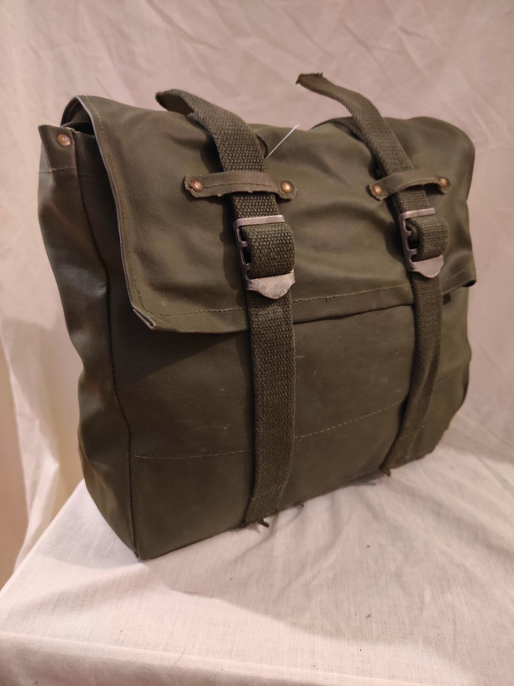 Vintage Swedish Army PVC waterproof bag pannier 10L shoulder bag satchel