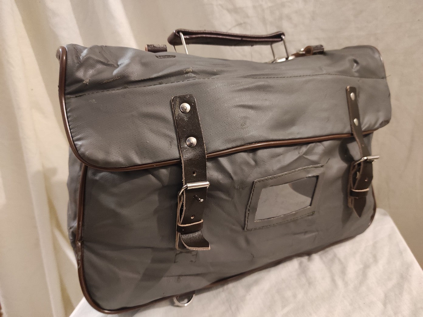 Vintage East German Officer's kit bag waterproof satchel carrier Soviet Era Communist DDR MDI NVA softer material