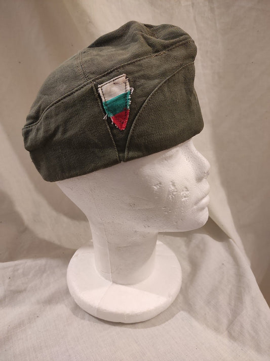 Vintage Soviet Era Bulgarian military garrison cap forage hat army communist socialist flat side (Copy)
