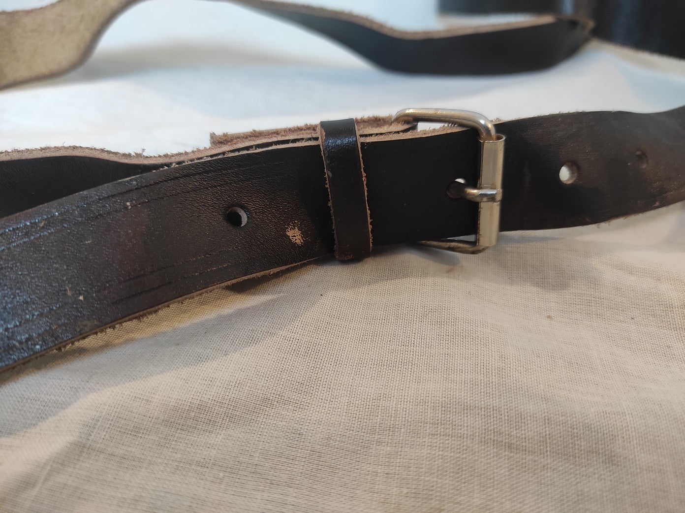 Vintage East German brown leather belt cold war communist soviet era NVA DDR
