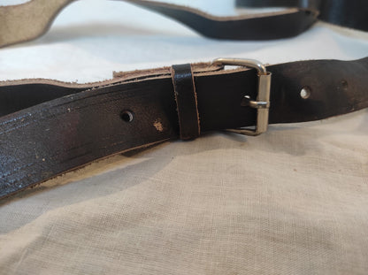 Vintage East German brown leather belt cold war communist soviet era NVA DDR