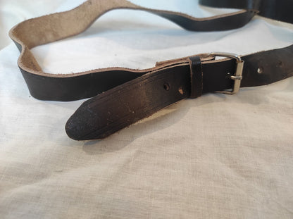 Vintage East German brown leather belt cold war communist soviet era NVA DDR
