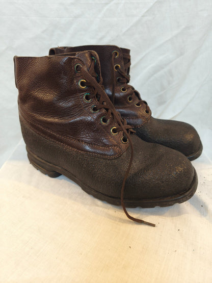 Vintage 1960s Swedish army work boots Brown leather shoes military rubber reds