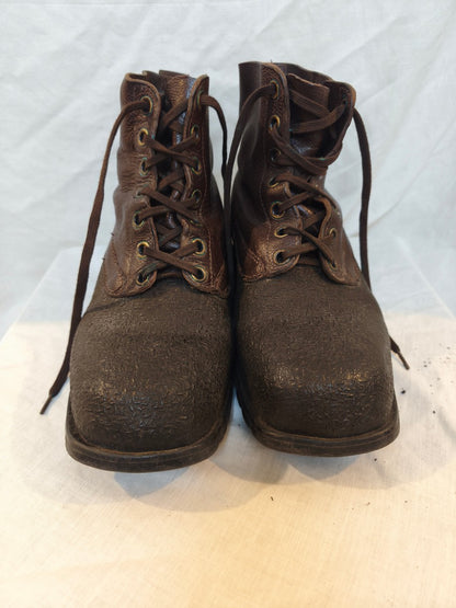 Vintage 1960s Swedish army work boots Brown leather shoes military rubber reds