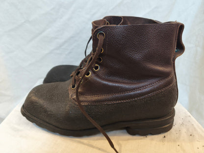 Vintage 1960s Swedish army work boots Brown leather shoes military rubber reds
