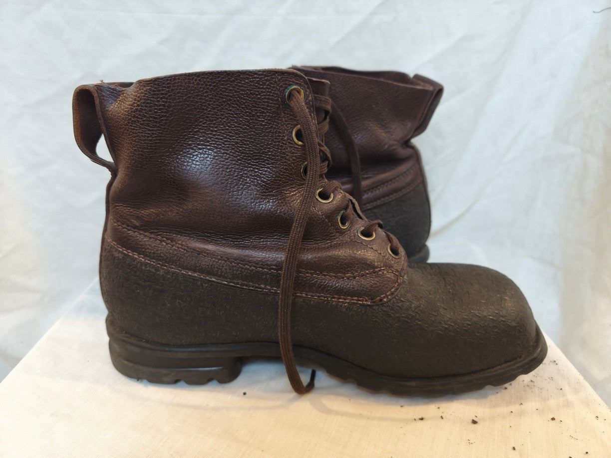 Vintage 1960s Swedish army work boots Brown leather shoes military rubber reds