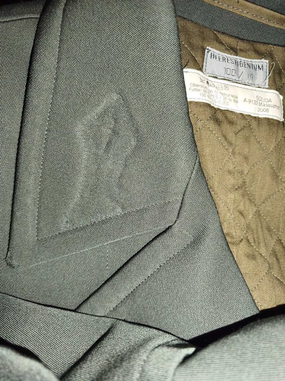 vintage Double breasted Austrian Army Gaberdine Wool Army Trenchcoat Greatcoat trench military overcoat coat no insignia