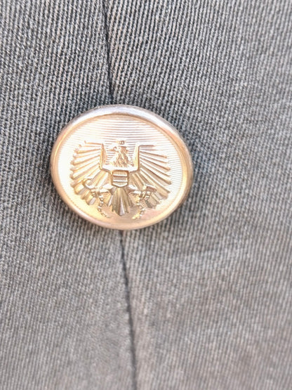 vintage Double breasted Austrian Army Gaberdine Wool Army Trenchcoat Greatcoat trench military overcoat coat insignia buttons
