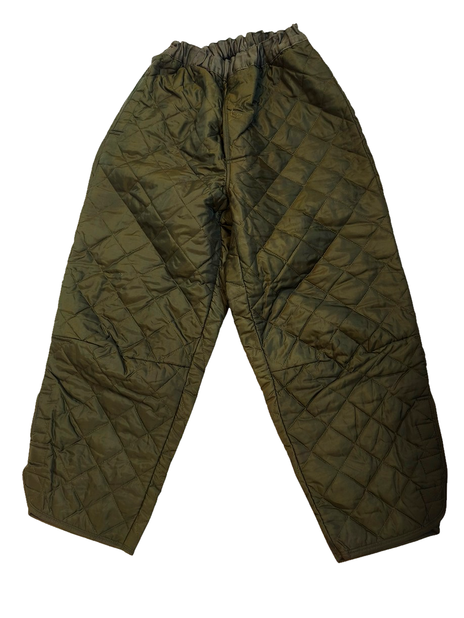 Vintage 1970s-1980s Dutch Army green quilted liner trousers pants thermal winter cold weather