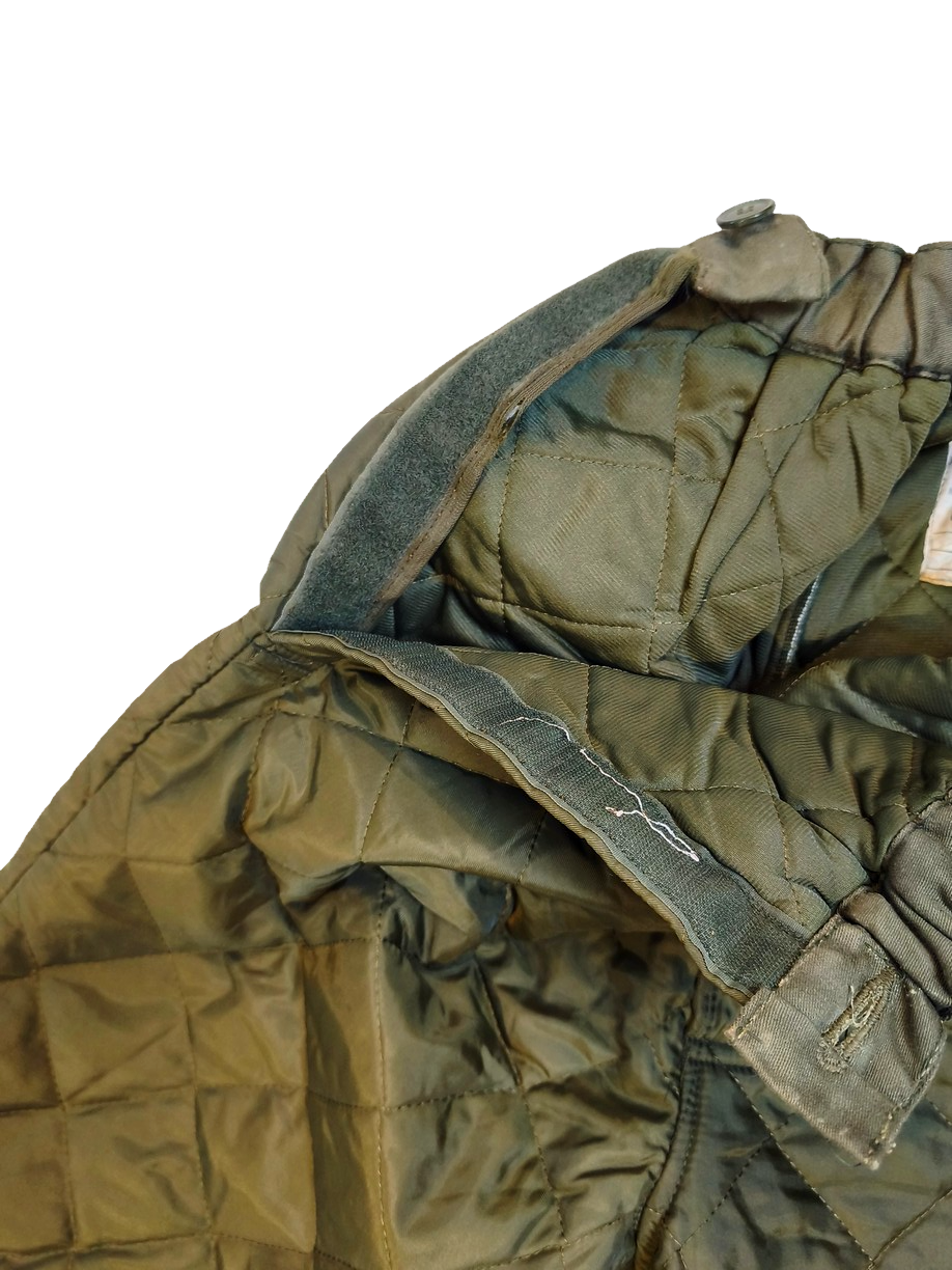 Vintage 1970s-1980s Dutch Army green quilted liner trousers pants thermal winter cold weather