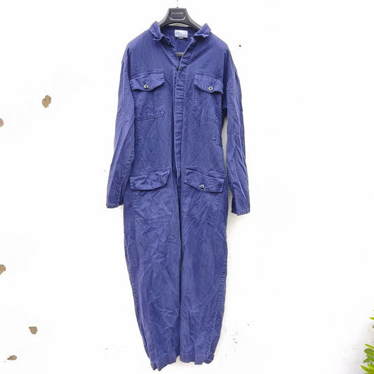Vintage 1970s-1980s Dutch blue cotton mechanics boiler suit coverall overall KLM aircrew airport groundstaff staff like denim