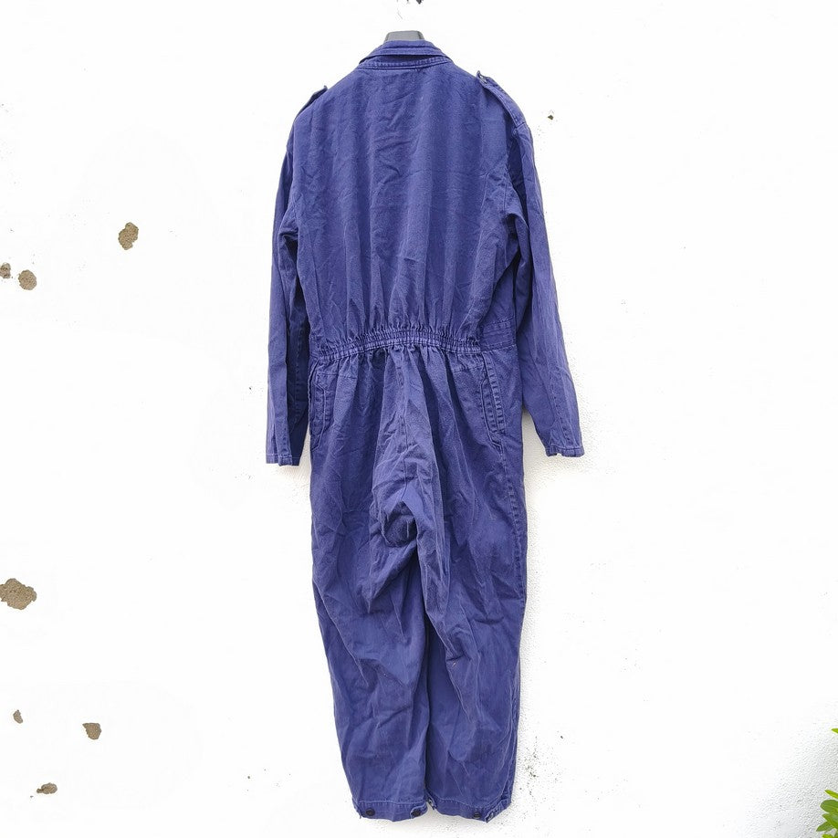 Vintage 1970s-1980s Dutch blue cotton mechanics boiler suit coverall overall KLM aircrew airport groundstaff staff like denim