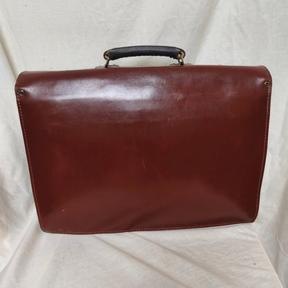Vintage 1960s Austrian Army brown leather document case briefcase attache bag carrier military standard