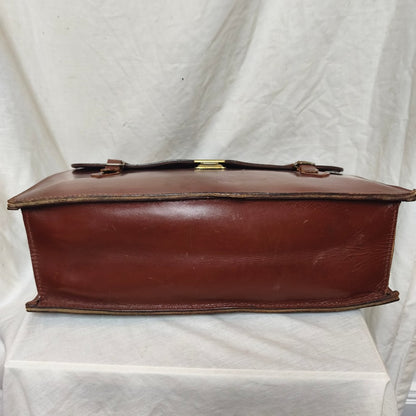 Vintage 1960s Austrian Army brown leather document case briefcase attache bag carrier military standard