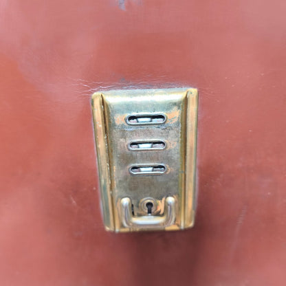 Vintage 1960s Austrian Army brown leather document case briefcase attache bag carrier military standard