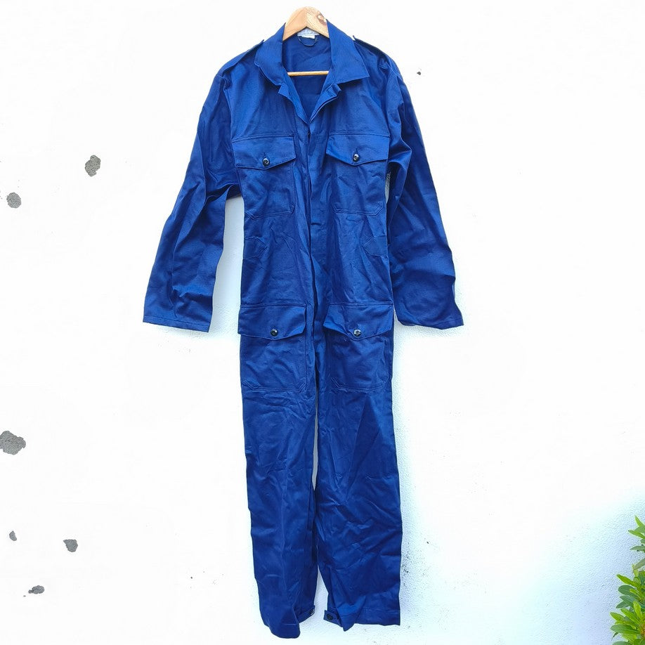 New Vintage 1970s-1980s Dutch blue cotton mechanics boiler suit coverall overall KLM aircrew airport groundstaff staff like denim Deadstock