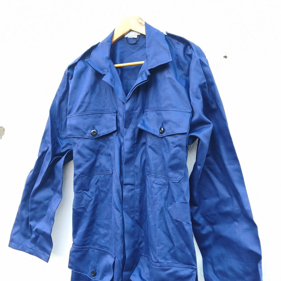 New Vintage 1970s-1980s Dutch blue cotton mechanics boiler suit coverall overall KLM aircrew airport groundstaff staff like denim Deadstock