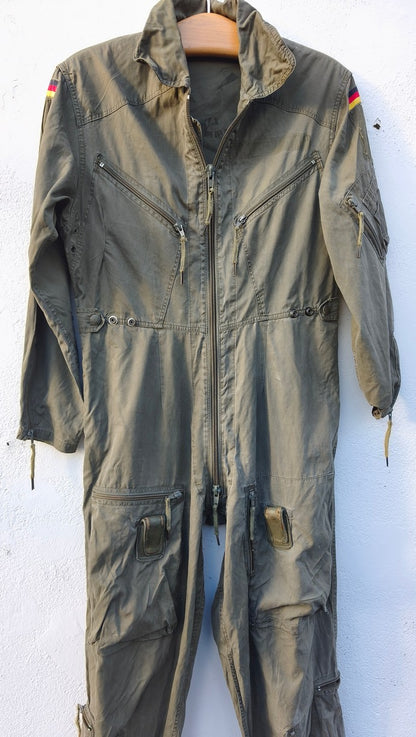 Repaired older model Vintage German army olive flight pilot suit coverall combi military airforce air force Bundeswehr luftwaffe fighter overall