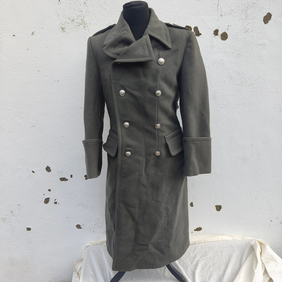 vintage Double breasted Austrian Army Gaberdine Wool blend Army Trenchcoat Greatcoat trench military overcoat coat no insignia