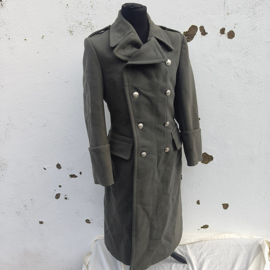 vintage Double breasted Austrian Army Gaberdine Wool blend Army Trenchcoat Greatcoat trench military overcoat coat no insignia