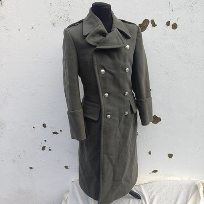 vintage Double breasted Austrian Army Gaberdine Wool blend Army Trenchcoat Greatcoat trench military overcoat coat no insignia