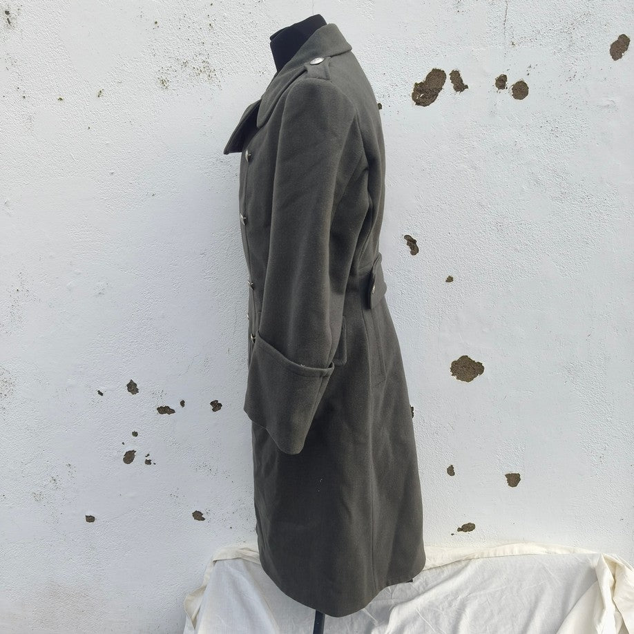 vintage Double breasted Austrian Army Gaberdine Wool blend Army Trenchcoat Greatcoat trench military overcoat coat no insignia