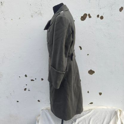 vintage Double breasted Austrian Army Gaberdine Wool blend Army Trenchcoat Greatcoat trench military overcoat coat no insignia