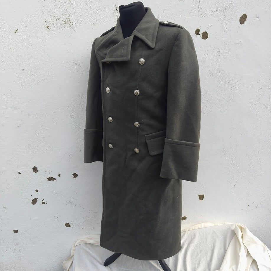vintage Double breasted Austrian Army Gaberdine Wool blend Army Trenchcoat Greatcoat trench military overcoat coat no insignia