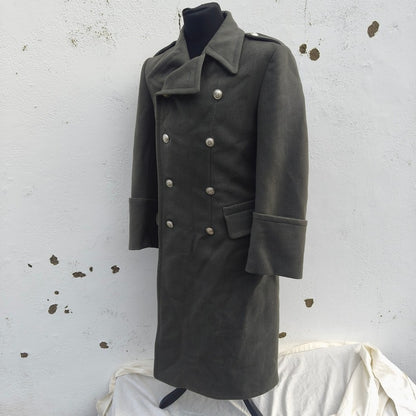 vintage Double breasted Austrian Army Gaberdine Wool blend Army Trenchcoat Greatcoat trench military overcoat coat no insignia