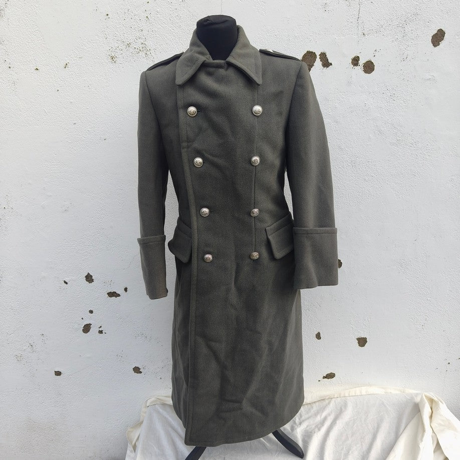 vintage Double breasted Austrian Army Gaberdine Wool blend Army Trenchcoat Greatcoat trench military overcoat coat no insignia