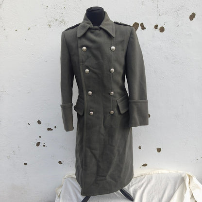 vintage Double breasted Austrian Army Gaberdine Wool blend Army Trenchcoat Greatcoat trench military overcoat coat no insignia