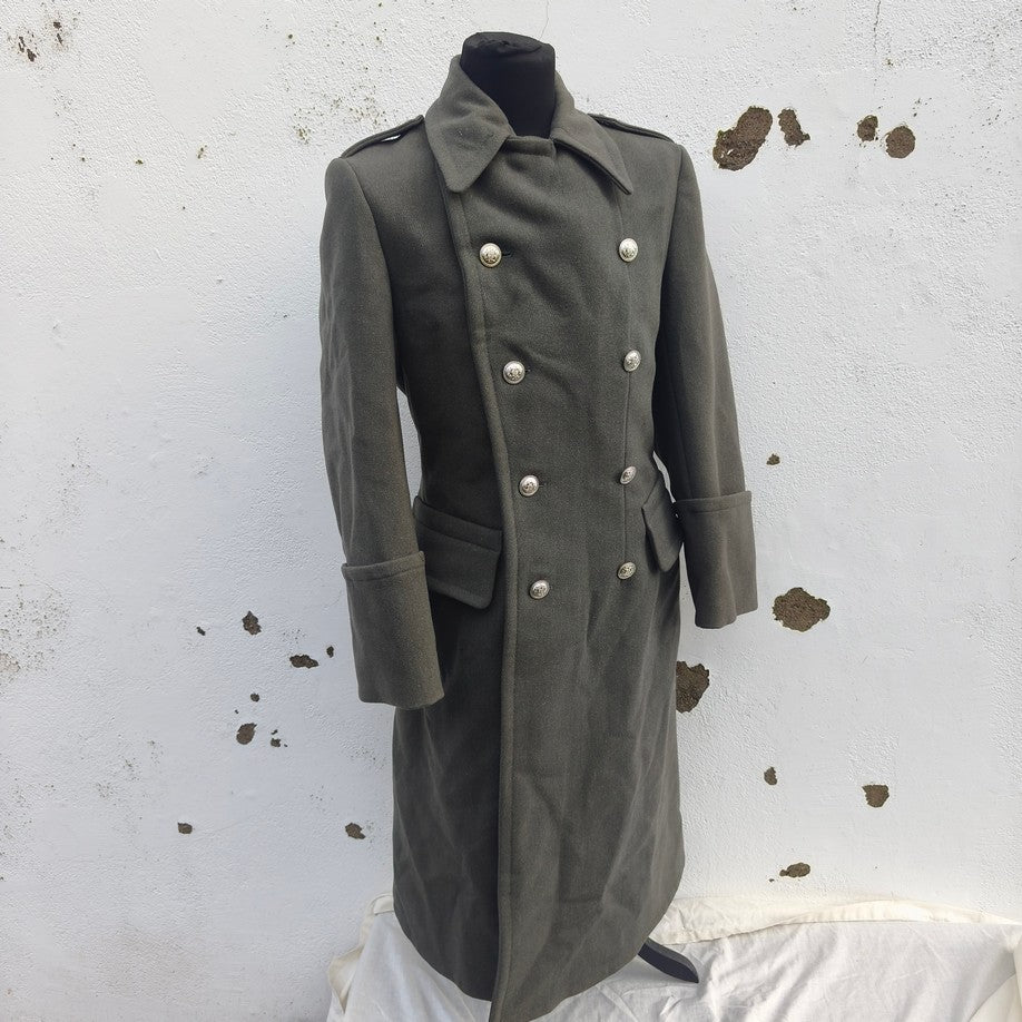 vintage Double breasted Austrian Army Gaberdine Wool blend Army Trenchcoat Greatcoat trench military overcoat coat no insignia
