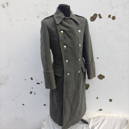 vintage Double breasted Austrian Army Gaberdine Wool blend Army Trenchcoat Greatcoat trench military overcoat coat no insignia
