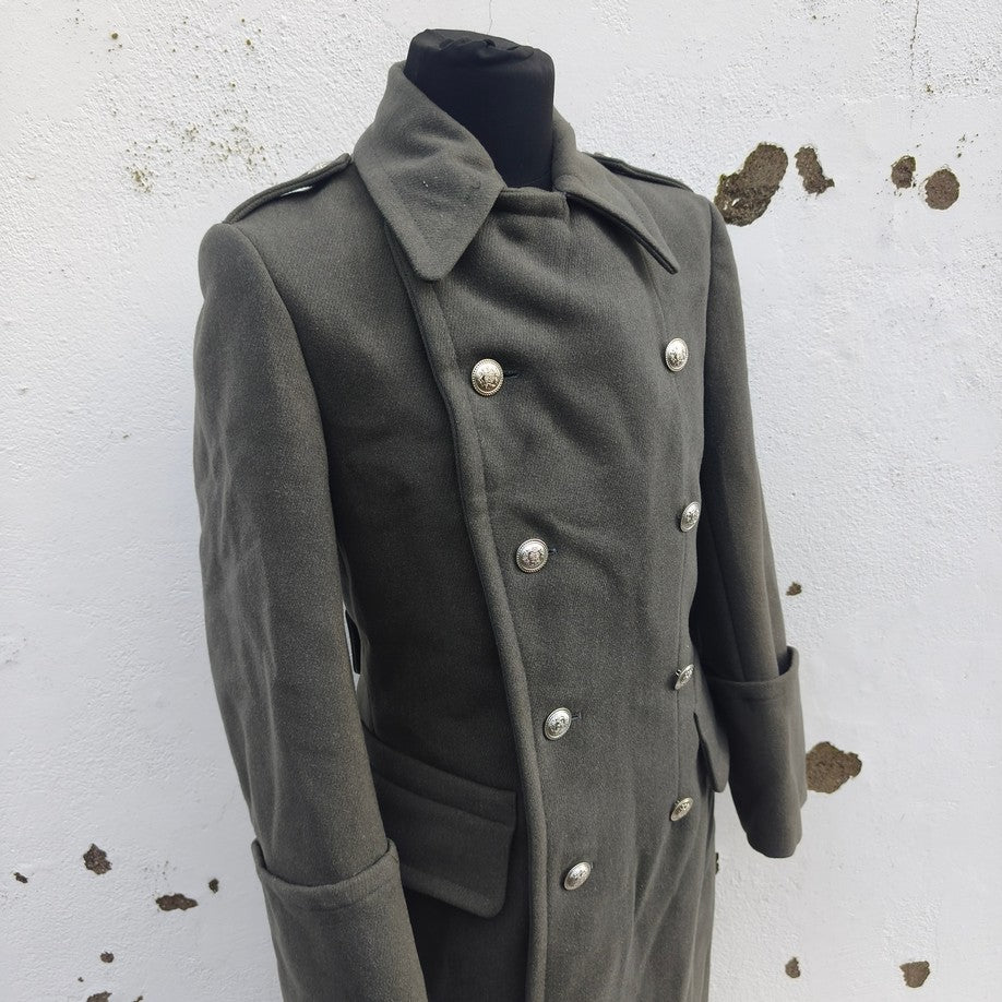 vintage Double breasted Austrian Army Gaberdine Wool blend Army Trenchcoat Greatcoat trench military overcoat coat no insignia