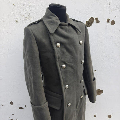 vintage Double breasted Austrian Army Gaberdine Wool blend Army Trenchcoat Greatcoat trench military overcoat coat no insignia