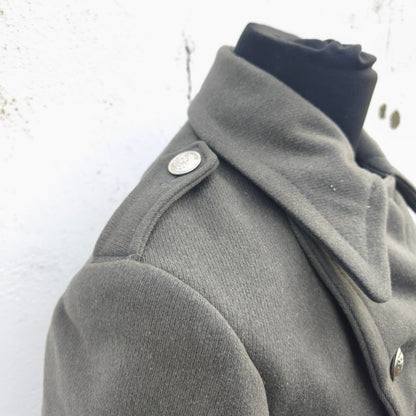 vintage Double breasted Austrian Army Gaberdine Wool blend Army Trenchcoat Greatcoat trench military overcoat coat no insignia