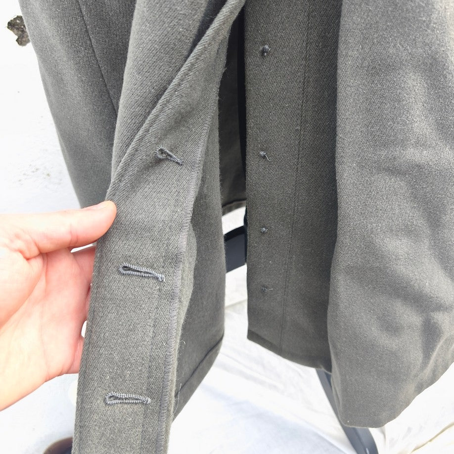 vintage Double breasted Austrian Army Gaberdine Wool blend Army Trenchcoat Greatcoat trench military overcoat coat no insignia