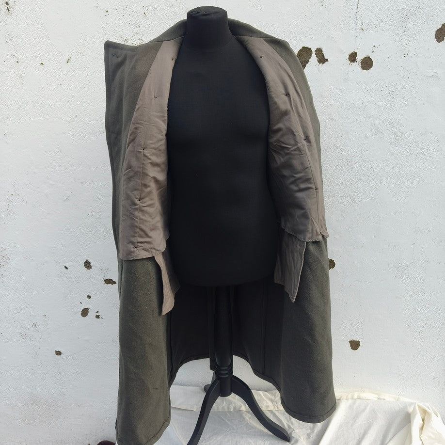 vintage Double breasted Austrian Army Gaberdine Wool blend Army Trenchcoat Greatcoat trench military overcoat coat no insignia