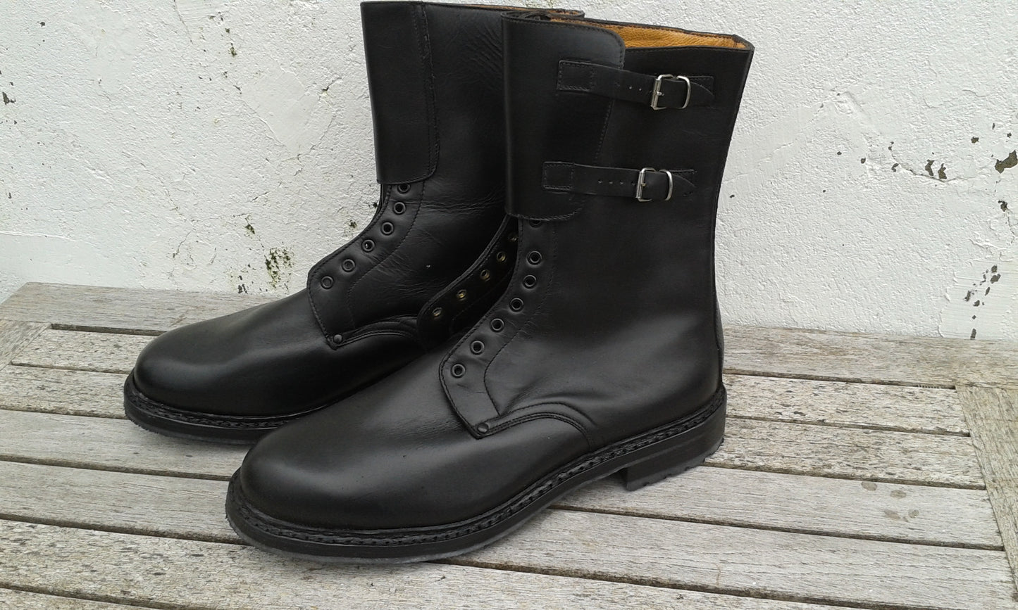 New Large size Italian army boots Black leather para shoes combat military