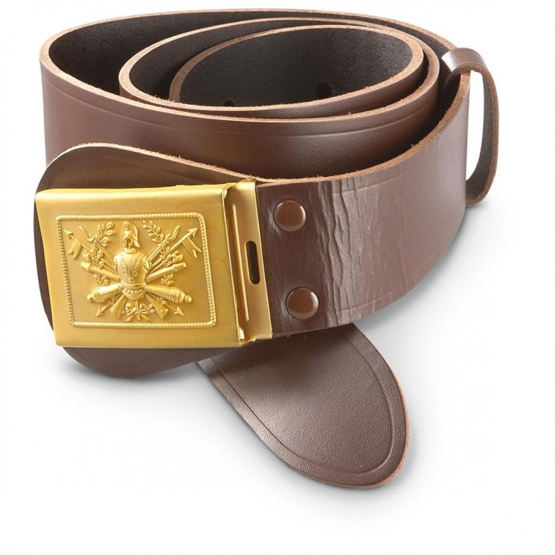 New Vintage Italian army brown uniform leather belt insignia buckle unissued parade dress