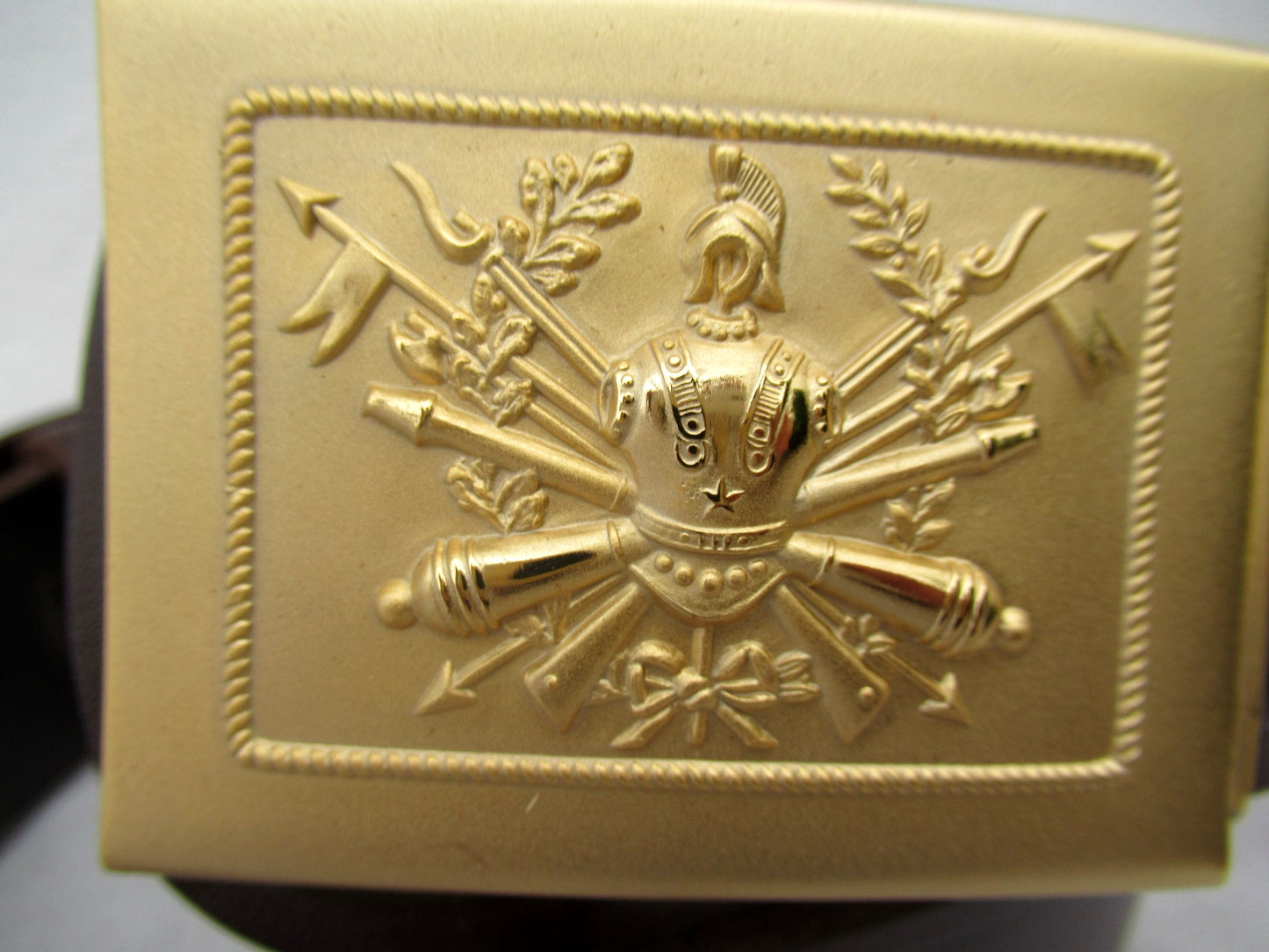 New Vintage Italian army brown uniform leather belt insignia buckle unissued parade dress