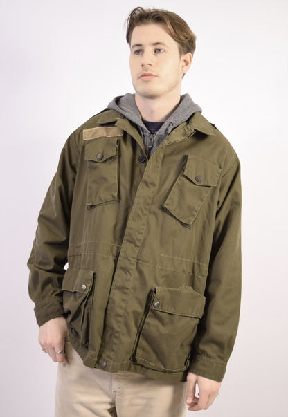 Vintage Italian Army field jacket olive khaki military no elastic
