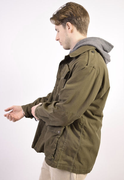 Vintage Italian Army field jacket olive khaki military no elastic