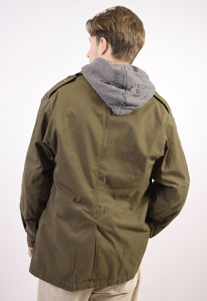 Vintage Italian Army field jacket olive khaki military no elastic