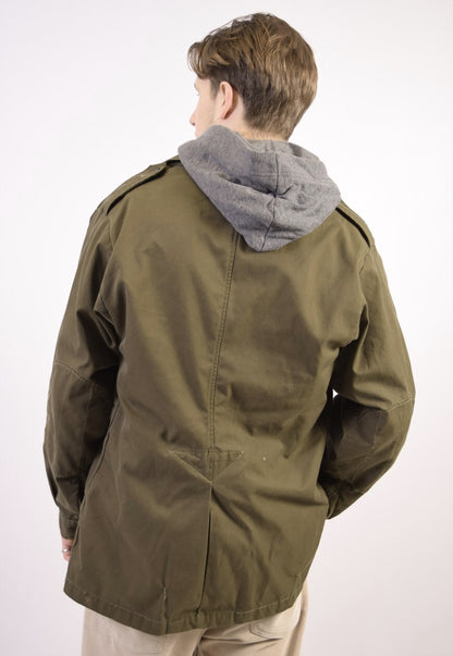 Vintage Italian Army field jacket olive khaki military no elastic