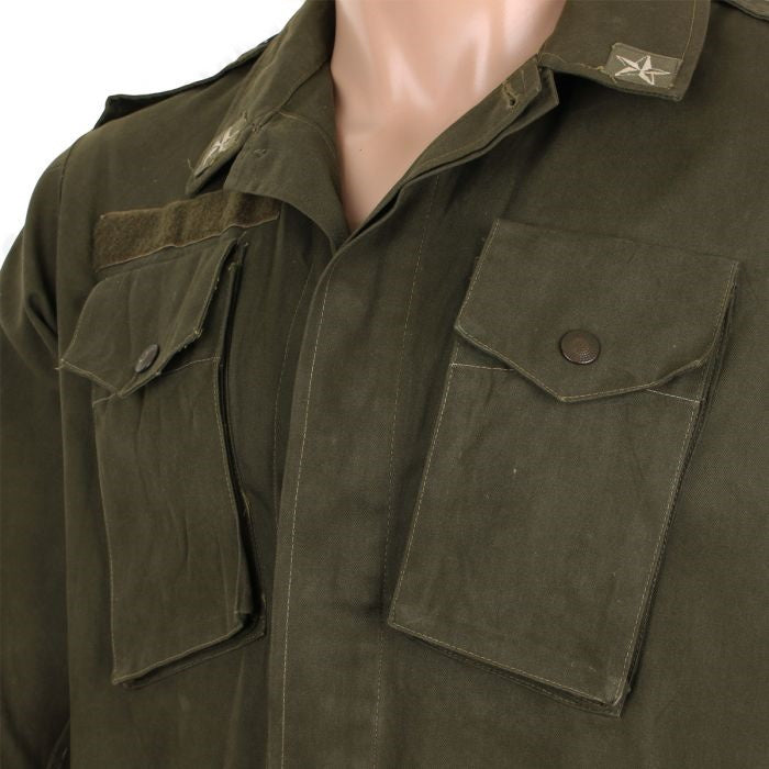 Women's vintage 1970s Italian army jacket military f2 retro khaki coat olive no elastic
