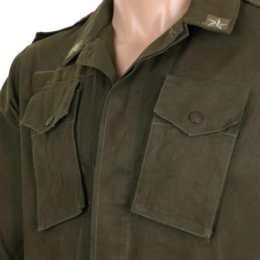 Women's vintage 1970s Italian army jacket military f2 retro khaki coat olive no elastic